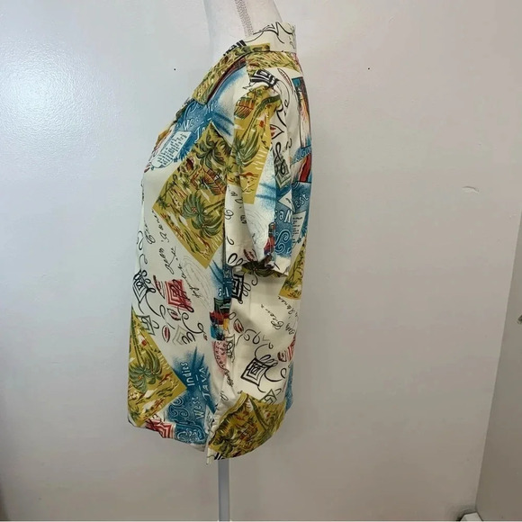 Havana Jacks Cafe Shirt Blouse Woman Medium Novelty Print Short Sleeve Tropical - Picture 7 of 12